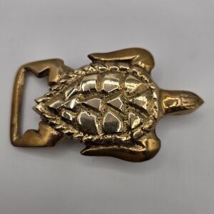 Vintage 70's Brass Cast Sea Turtle Belt Buckle
